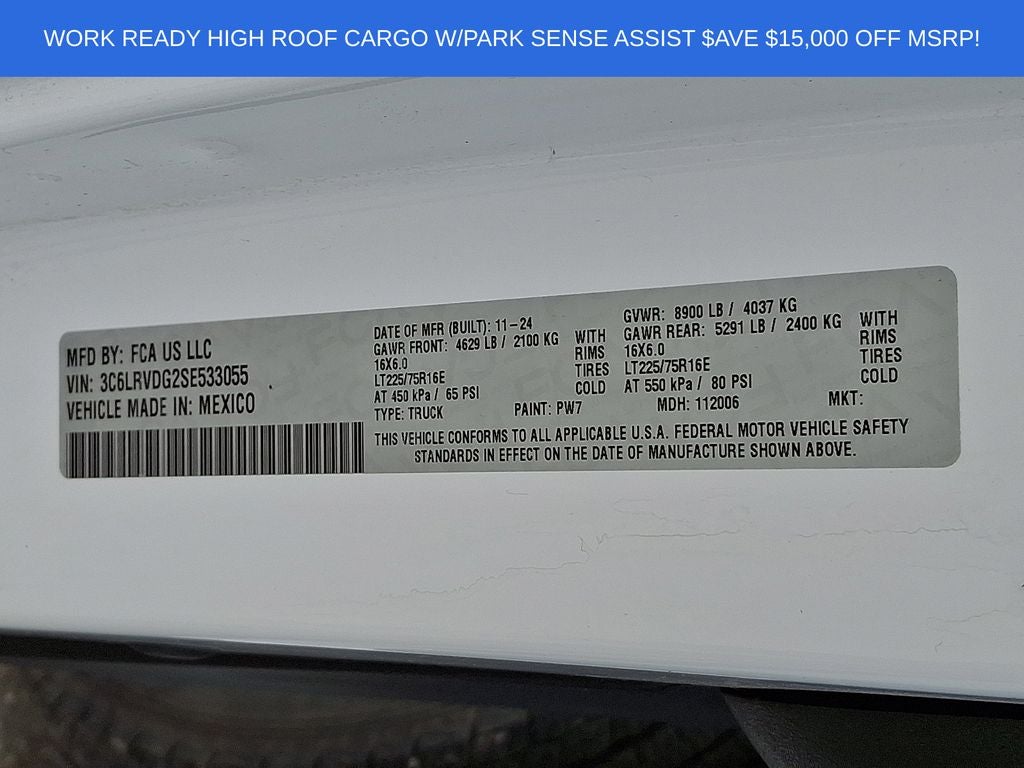 2025 RAM ProMaster 2500 High Roof
